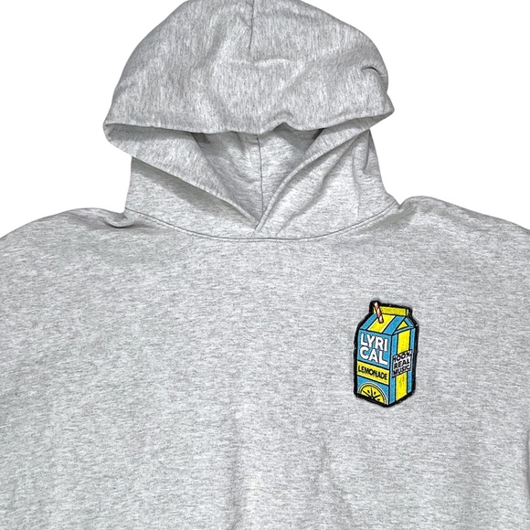 Lyrical Lemonade Lyrics Lemonade Carton Patch Pullover Grey Hoodie Size XL - Picture 9 of 14